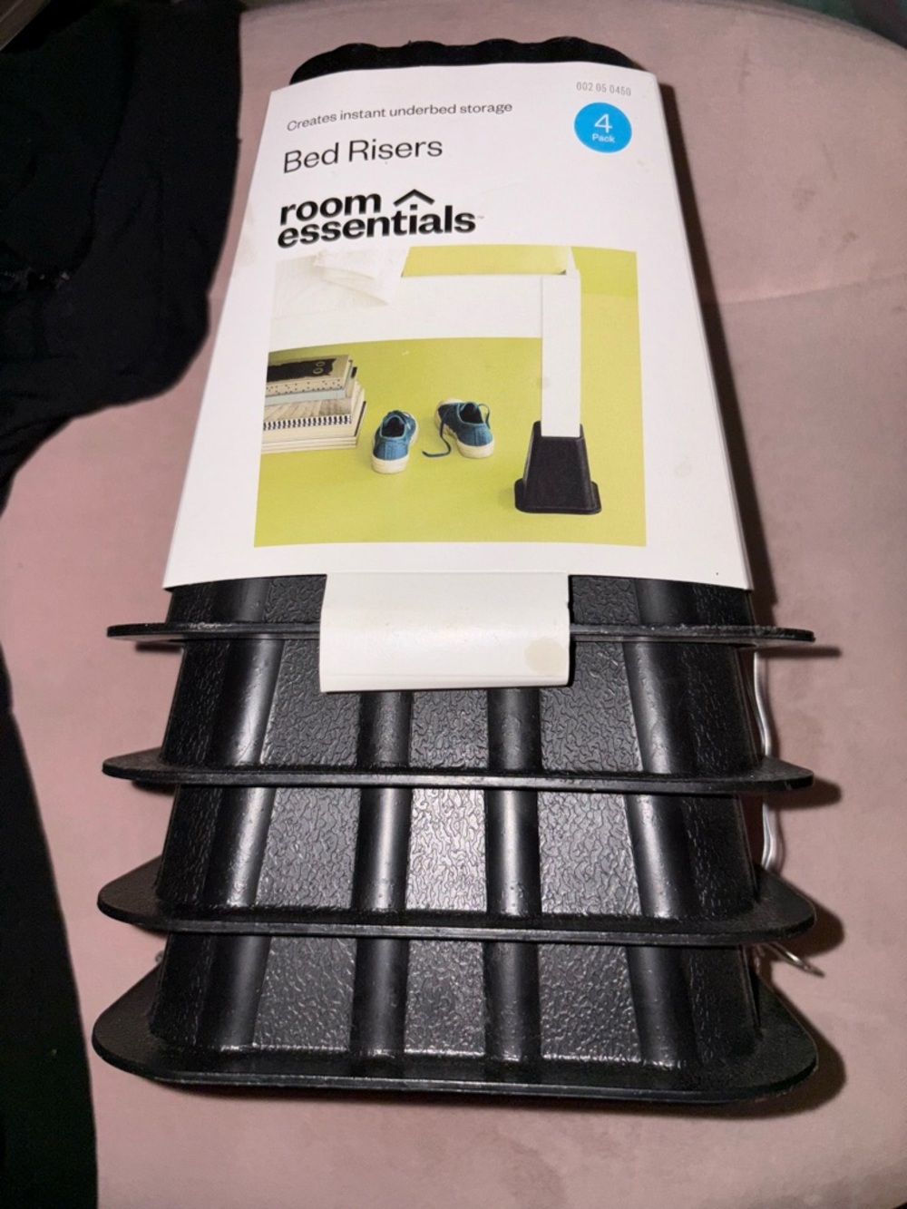Room Essentials Black Plastic Bed Risers - 4-Pack